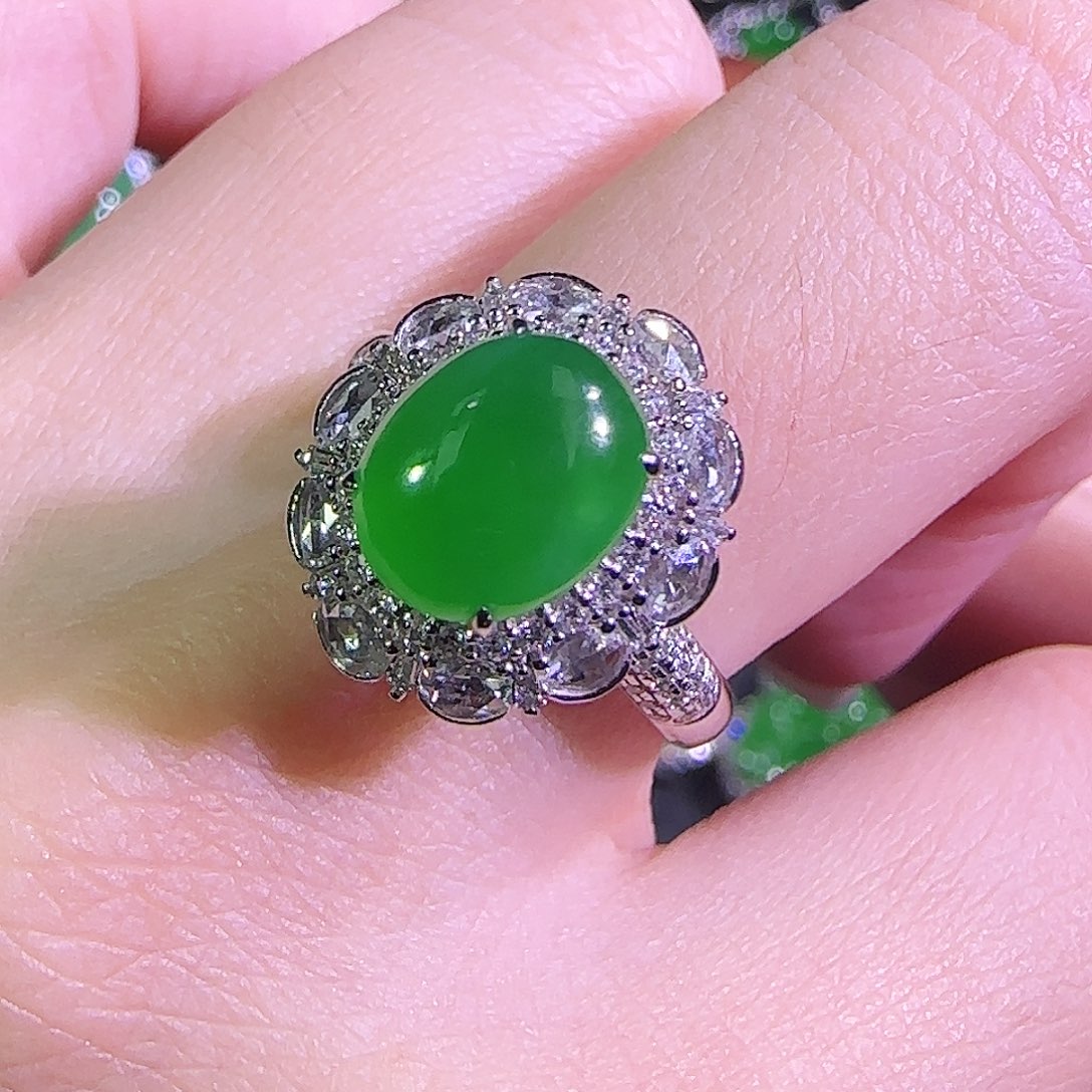 吊坠(不含链)18K金镶嵌翡翠