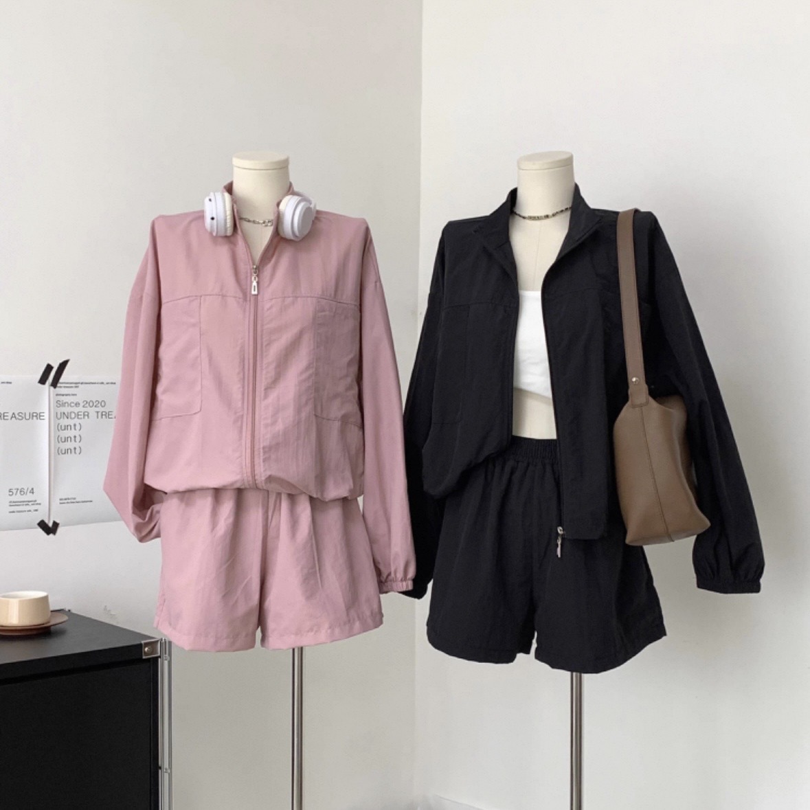 清-汤圆吖拉链款口袋休闲运动套装243655