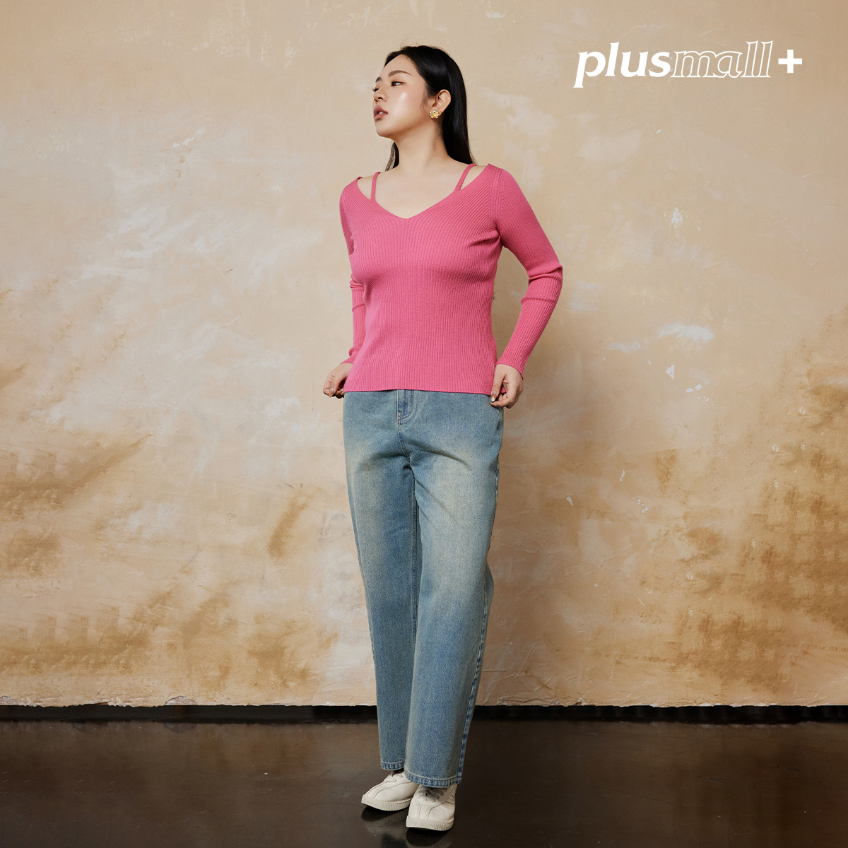 【折扣款】PLUSMALL 烟木牛仔 复古港风高街显瘦直筒裤PM2501095