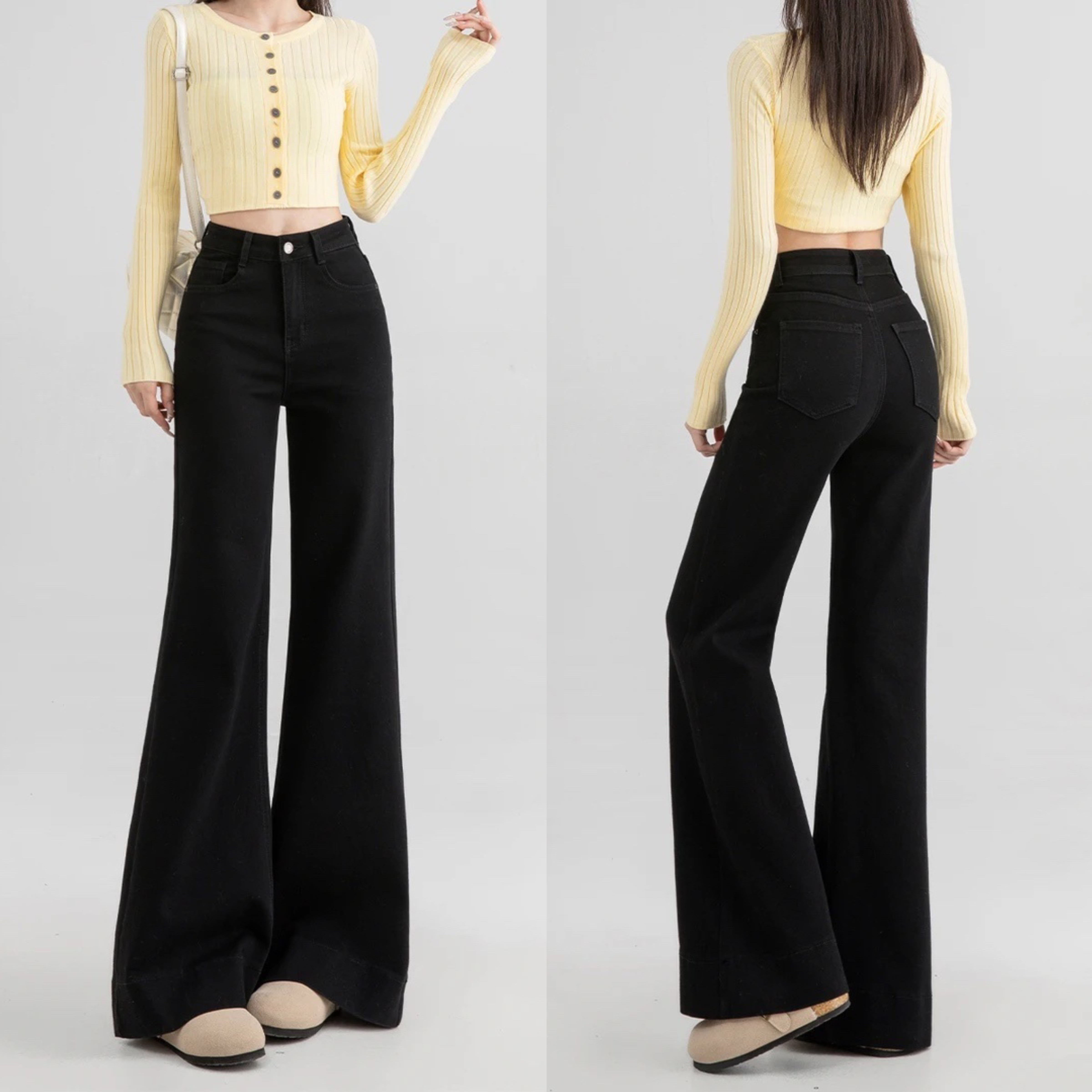 【现货】【秋冬新款】高腰显瘦微喇牛仔裤小个子时尚百搭弹力裤7665 Q