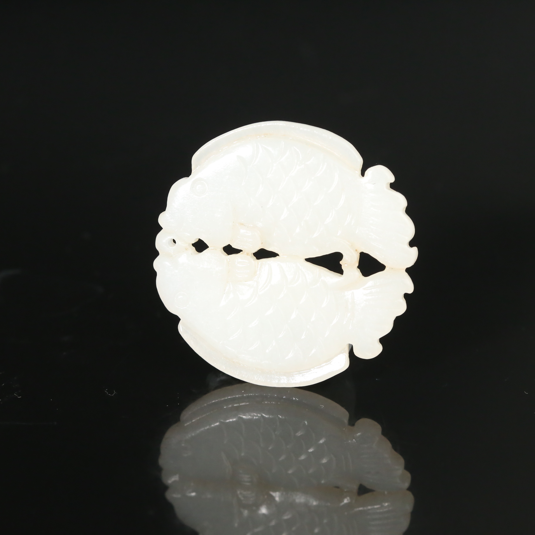 二十世纪和田玉双鱼配WLTY2510211024【古董首饰】{华豫之门}