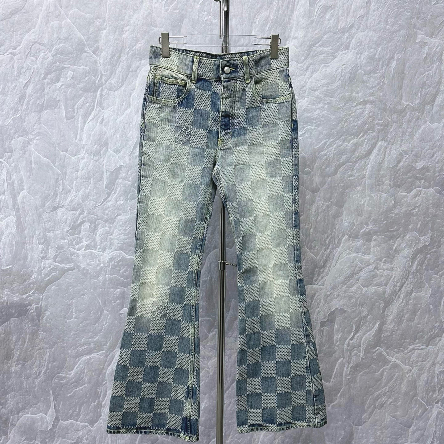 未使用 LouisVuitton/路易威登 SS25棋盘格喇叭长裤30码j01131
