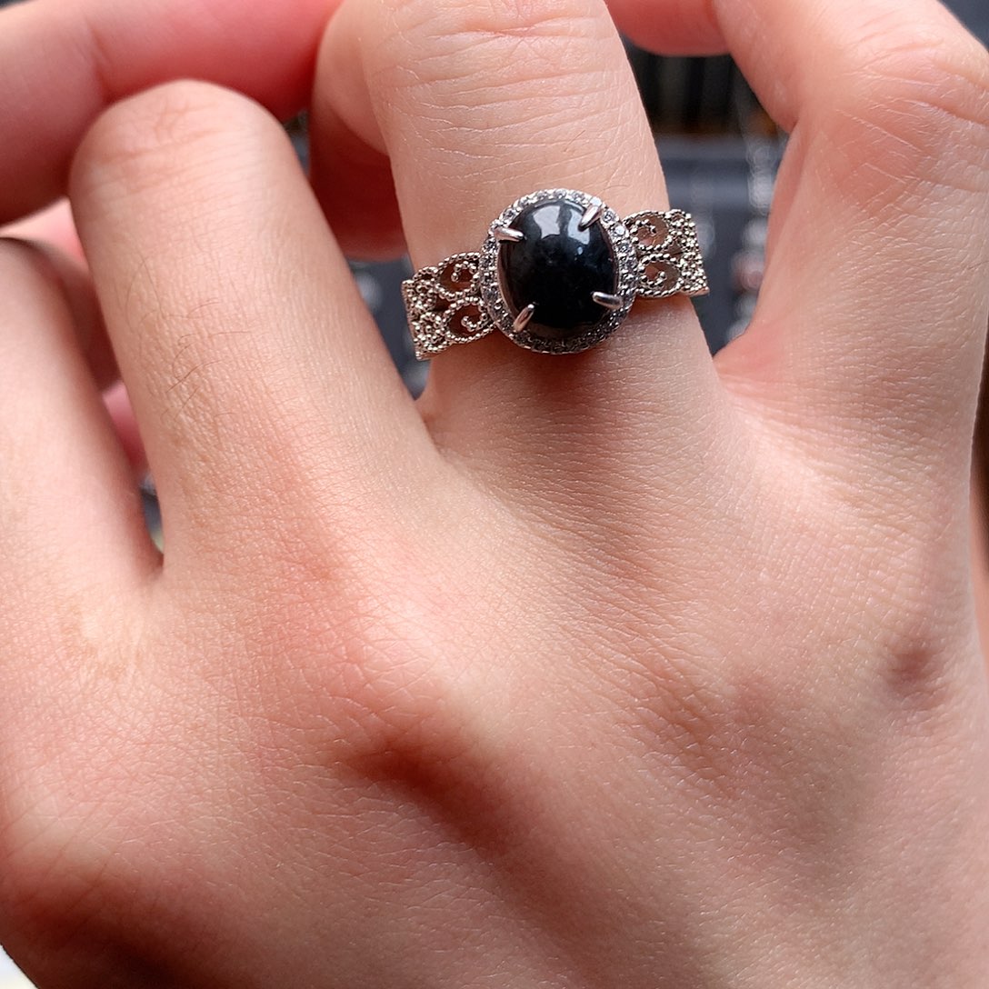 翡翠银S925镶嵌戒指0065