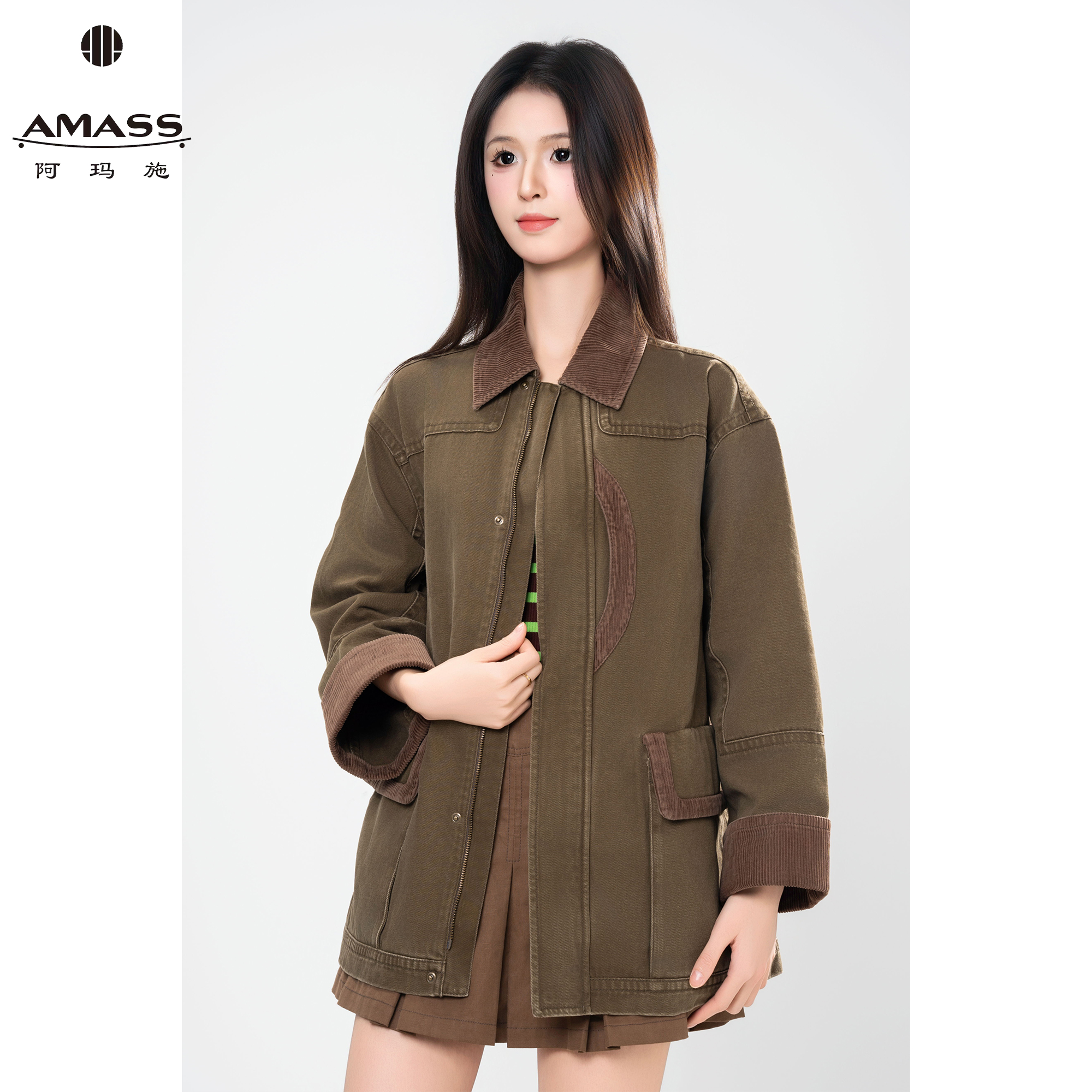 AMASS/阿玛施秋季新款休闲复古时尚百搭宽松韩版牛仔外套女540050