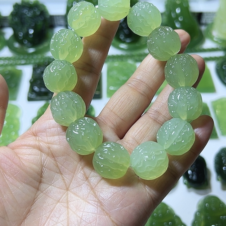 蛇纹石玉合金手链