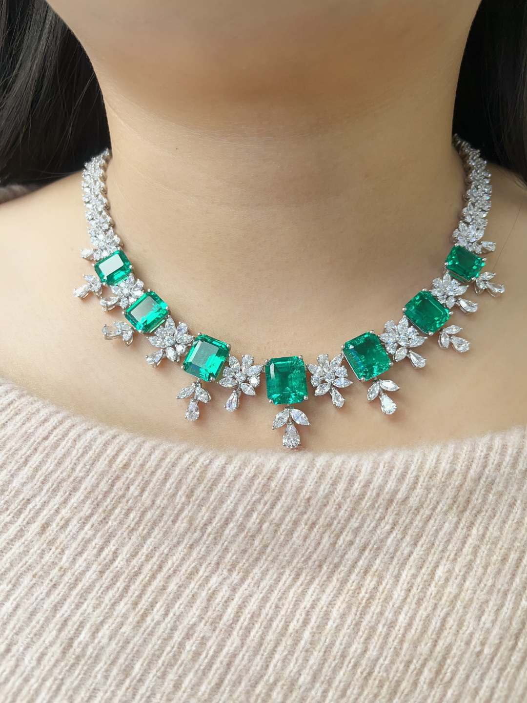 培育祖母绿哥伦比亚木佐色套链