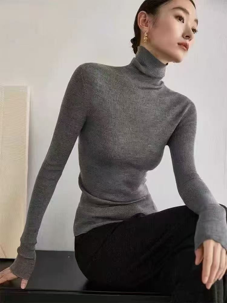 秋冬简约高领低领打底衫