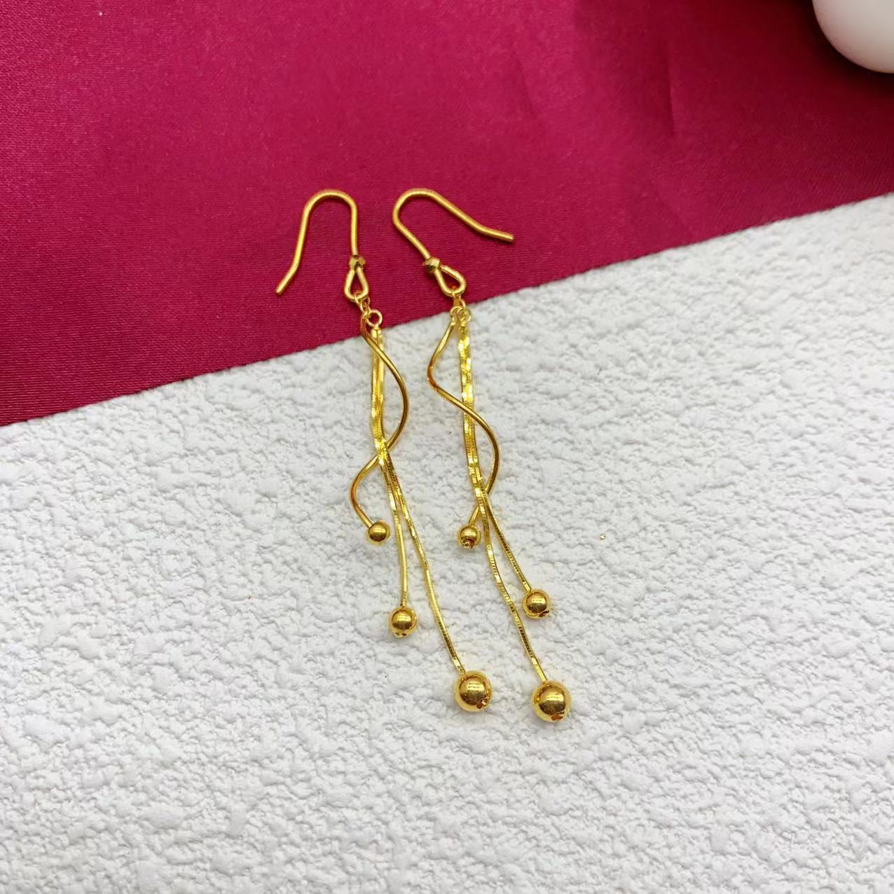 【木韵阁】足金999 黄金5G提溜球蛇骨耳钩耳钉 3.23