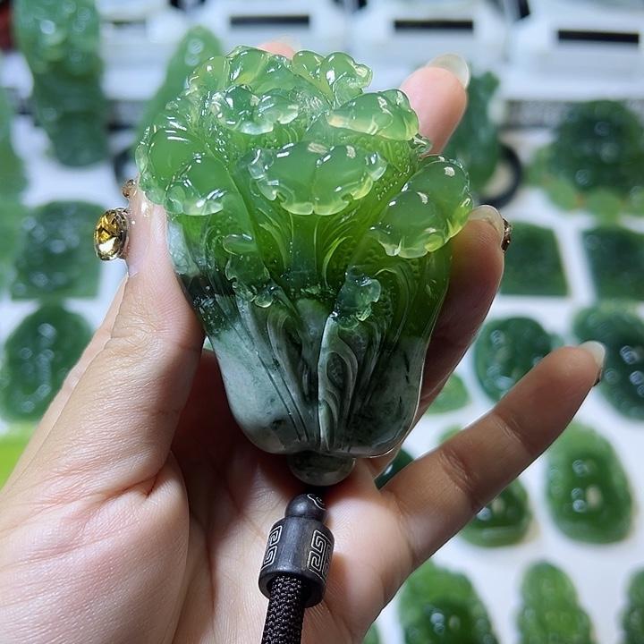 蛇纹石玉手把件合金