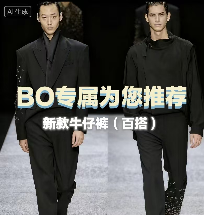 BO-GD 2025年时尚重工洗水提花织带男牛仔裤（7933）