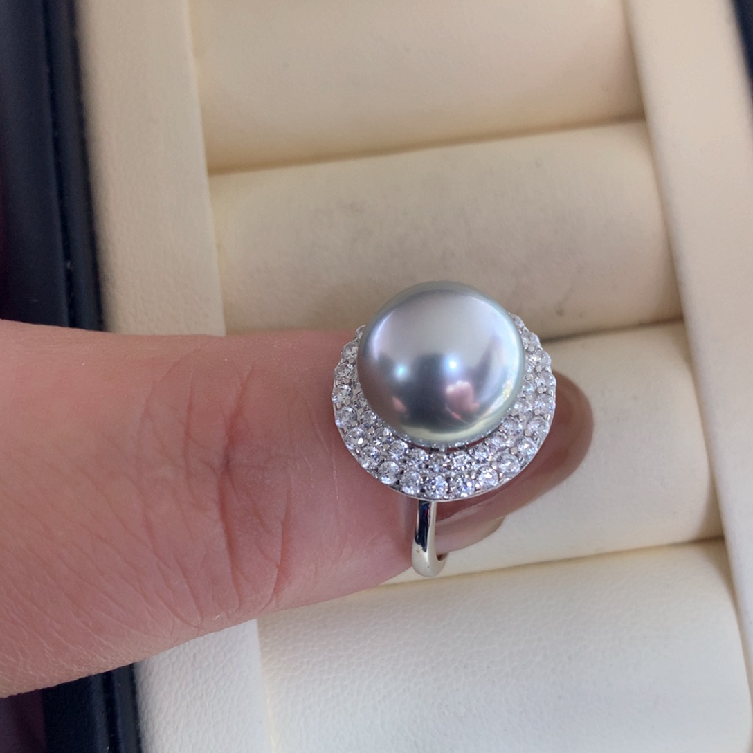 海水珍珠戒指银S925镶嵌