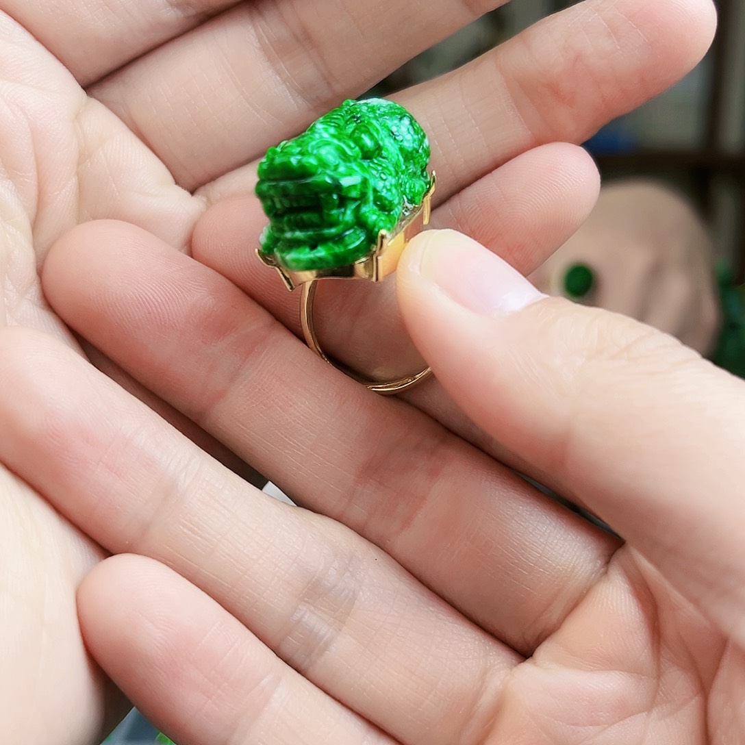 翡翠戒指银S925镶嵌戒指