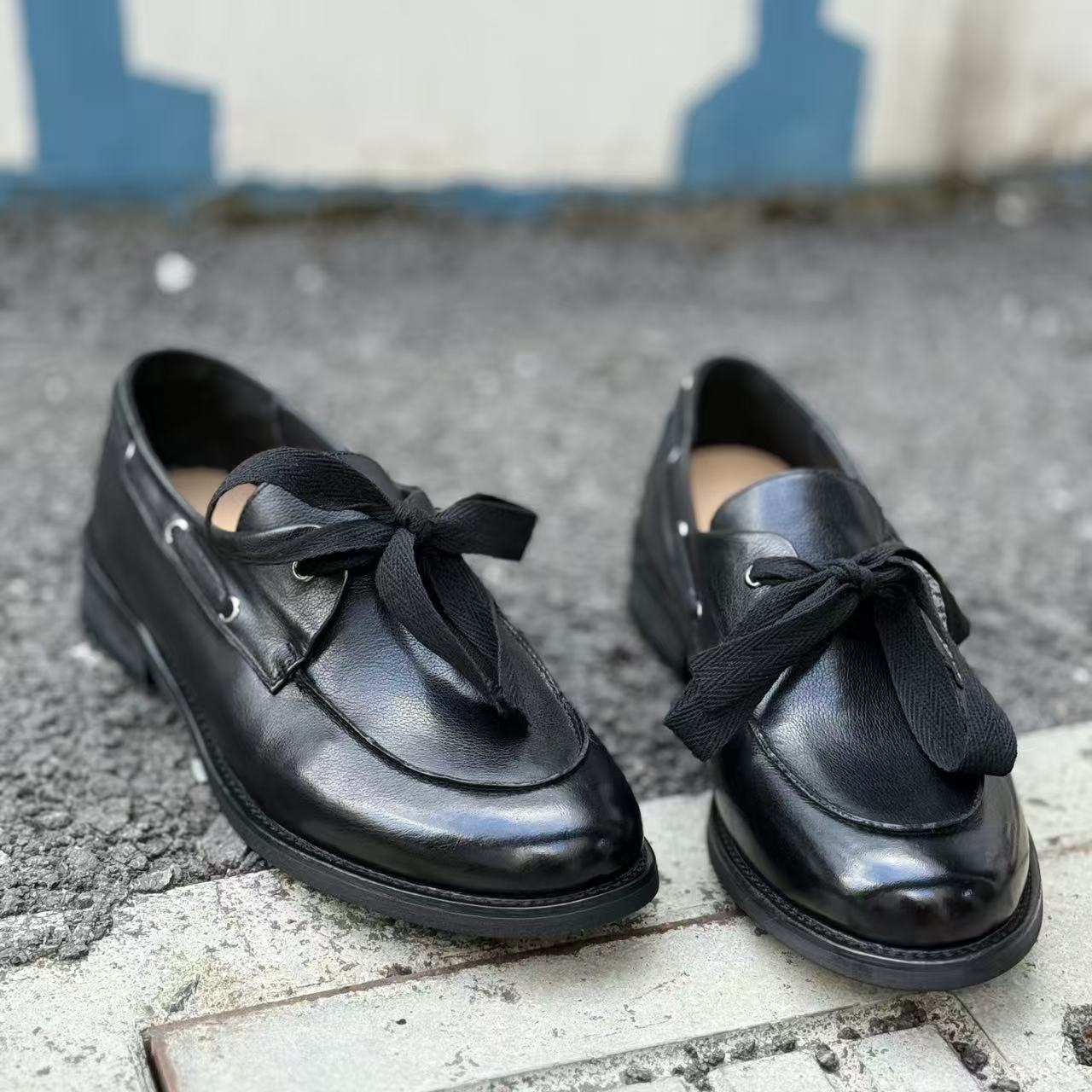 头层牛皮春季复古单鞋英伦中口通勤百搭工作鞋百搭粗跟真皮乐福鞋