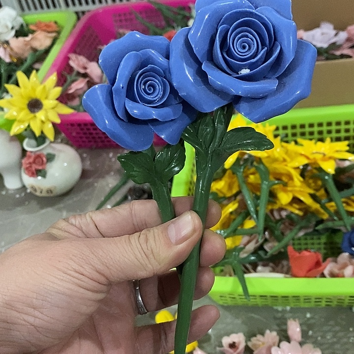 瓷片纯手工陶瓷花摆件瑕