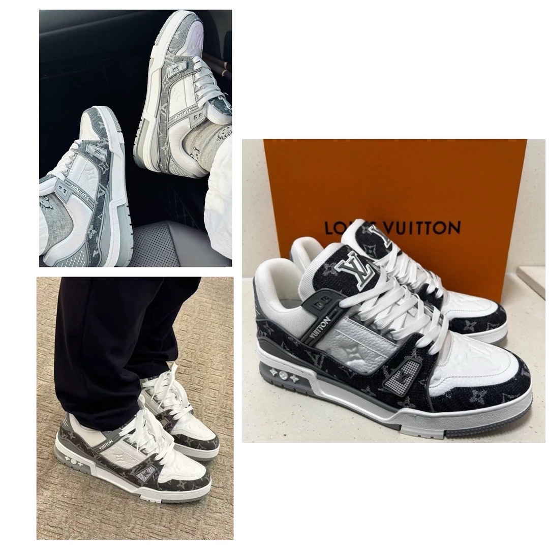 99新 LouisVuitton/路易威登 圆头系带 低帮 板鞋 灰白色