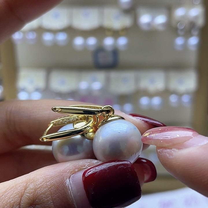 淡水珍珠耳饰银S925镶嵌