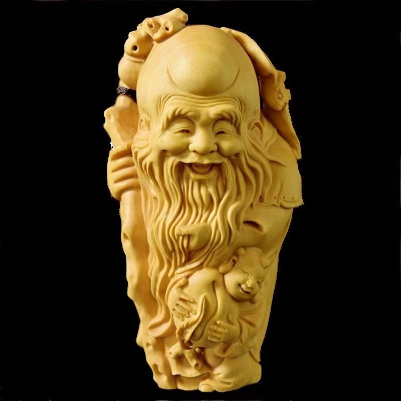 禄星[福禄寿] 禄星黄杨木雕塑工艺手把件（无礼盒）