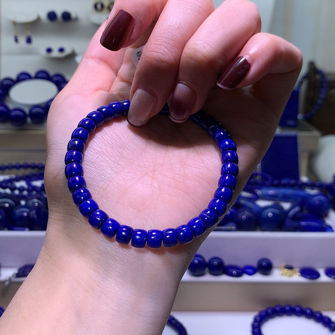 青金石未镶嵌天然原矿隔片手串6.3m