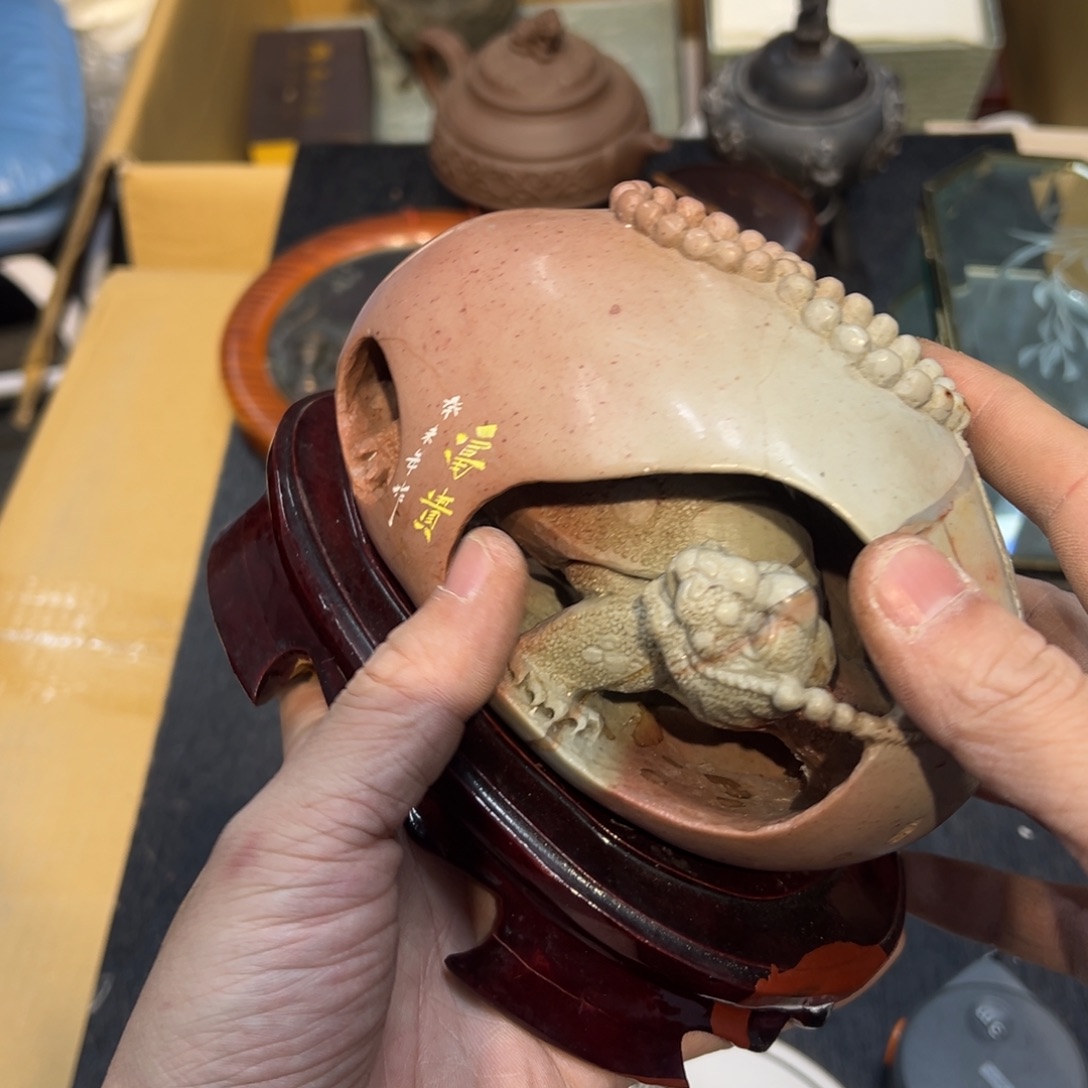 流***8石材中古工艺品摆件