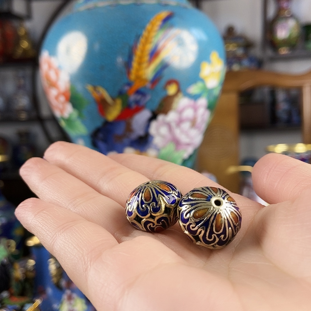 海***线铜烧银蓝宝蓝色小花两个