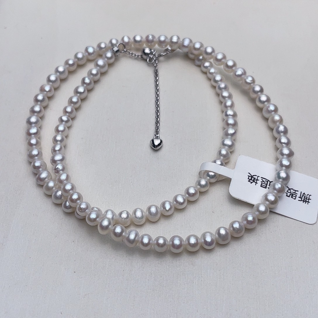 淡水珍珠项链银S925镶嵌4-4.5mm