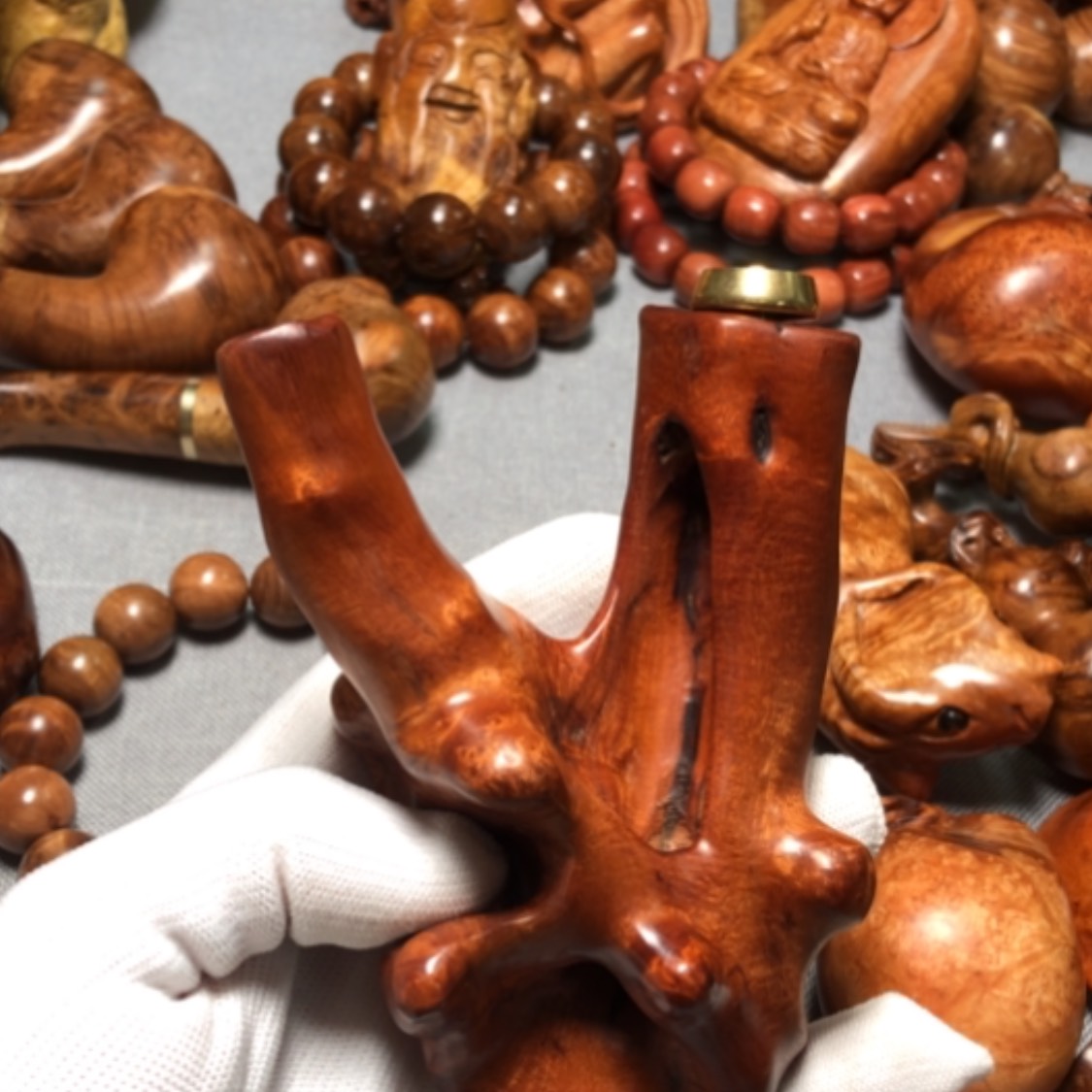 【闪购商品】木麻梨疙瘩火琉璃手把件