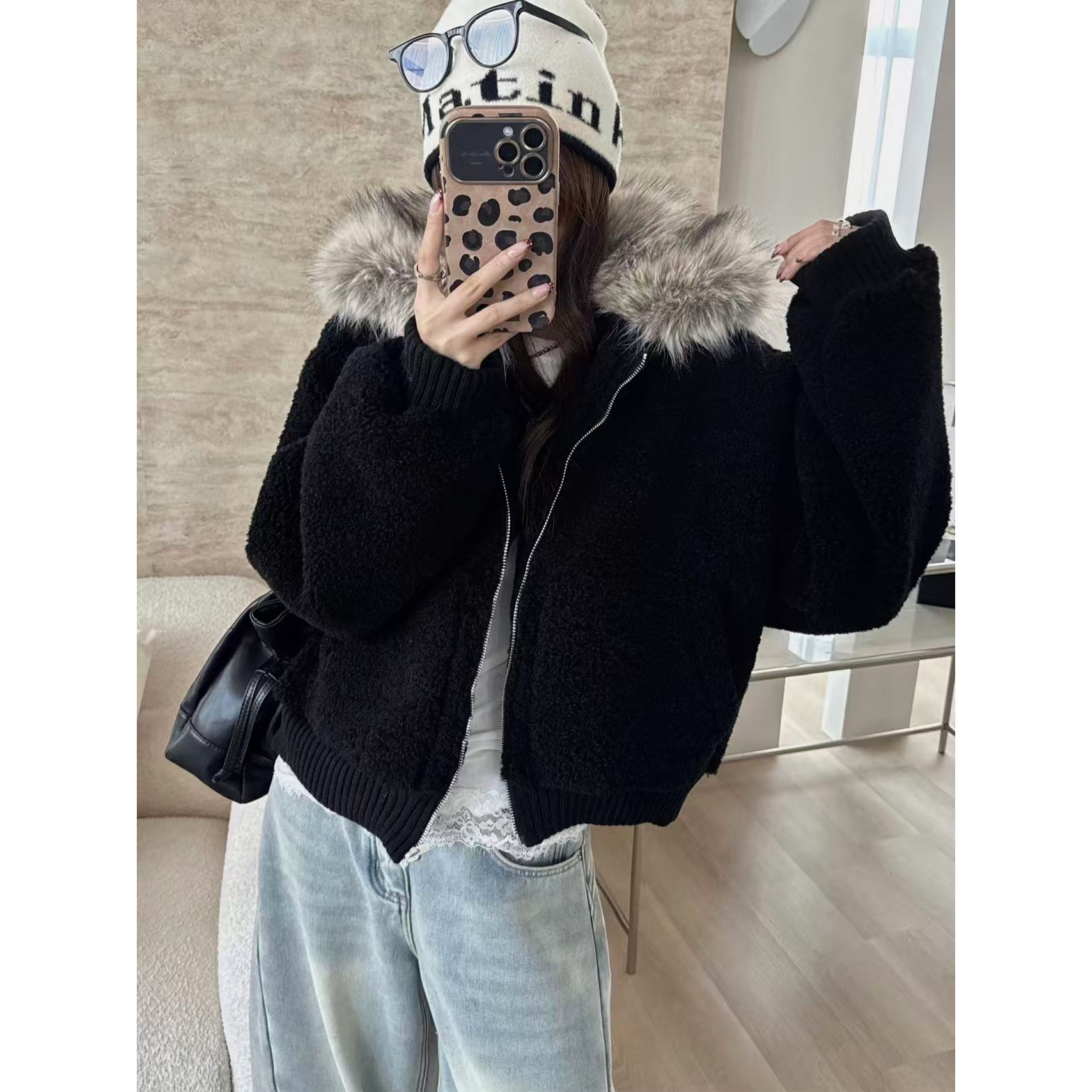 SP【板栗可可】绒绒小暖炉加厚保暖皮草羊羔绒毛毛外套女秋冬厚外套