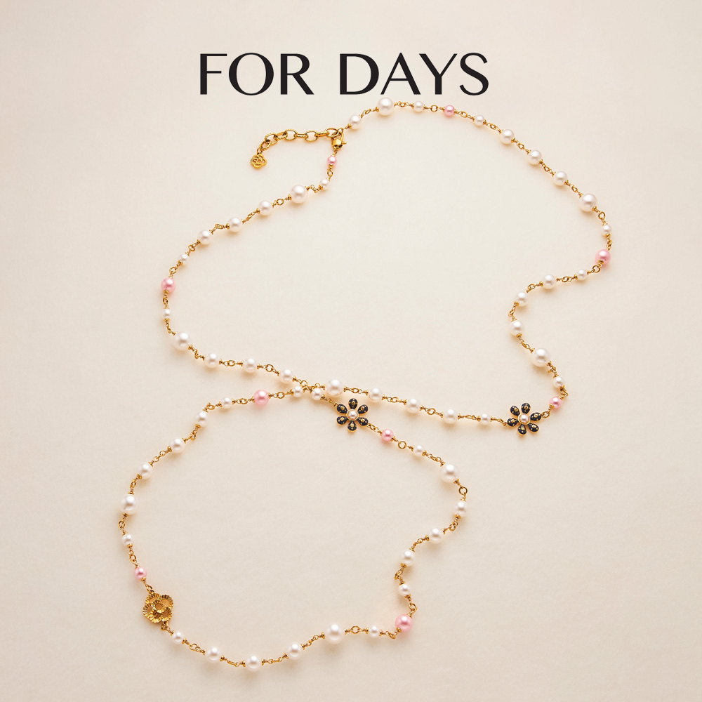 FOR DAYS 铜合金项链 山茶花系列甜美施家珠花朵项链