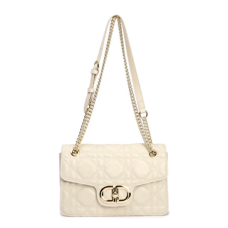 【LULU】BF-66557-蛋壳色RAIN.CUN气质时尚百搭简约斜跨轻奢女包