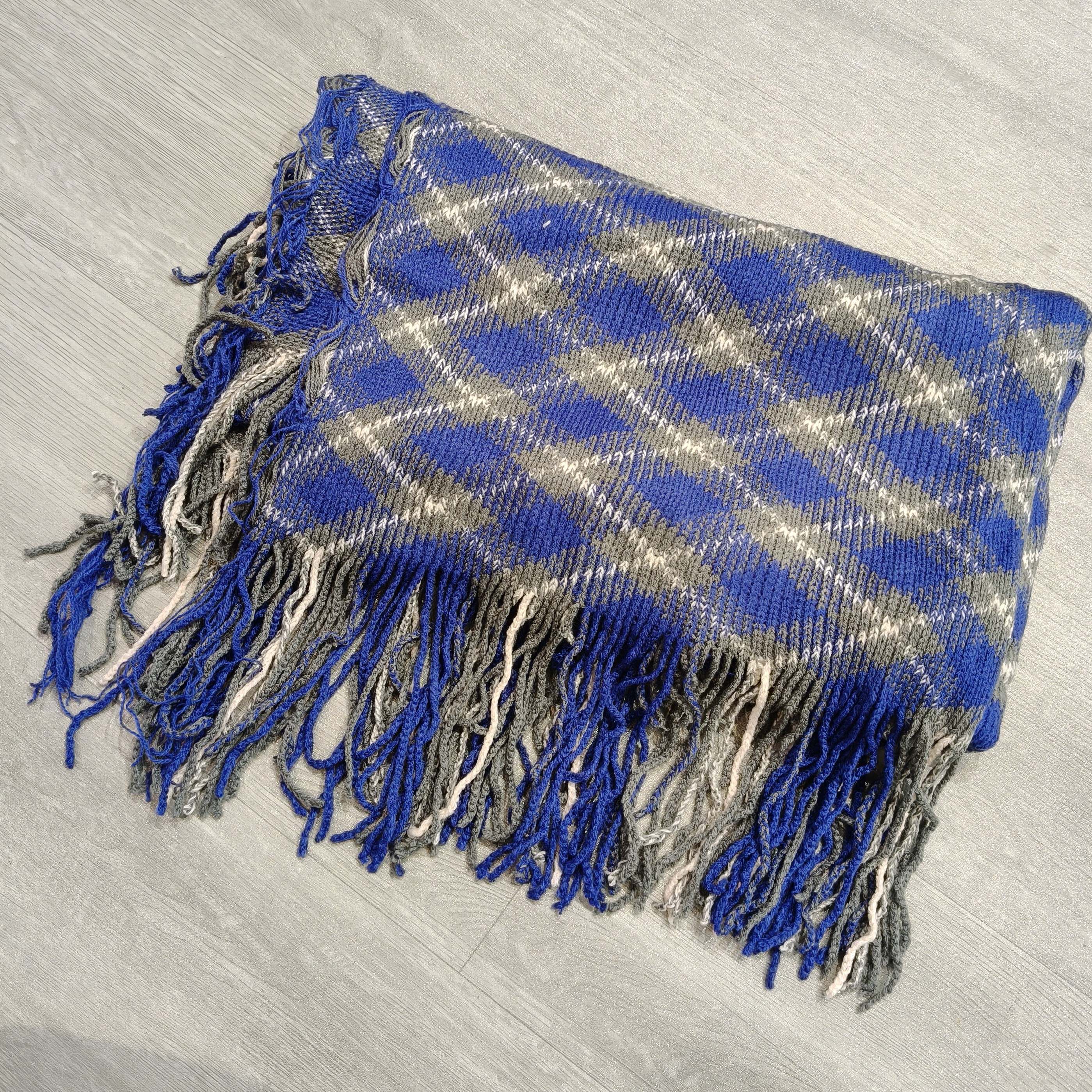 拼色菱格流苏秋冬保暖百搭围巾-果梓58