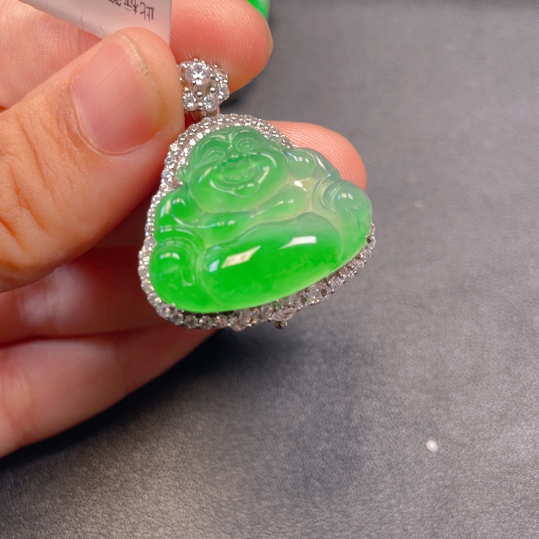 吊坠(不含链)银S925镶嵌翡翠