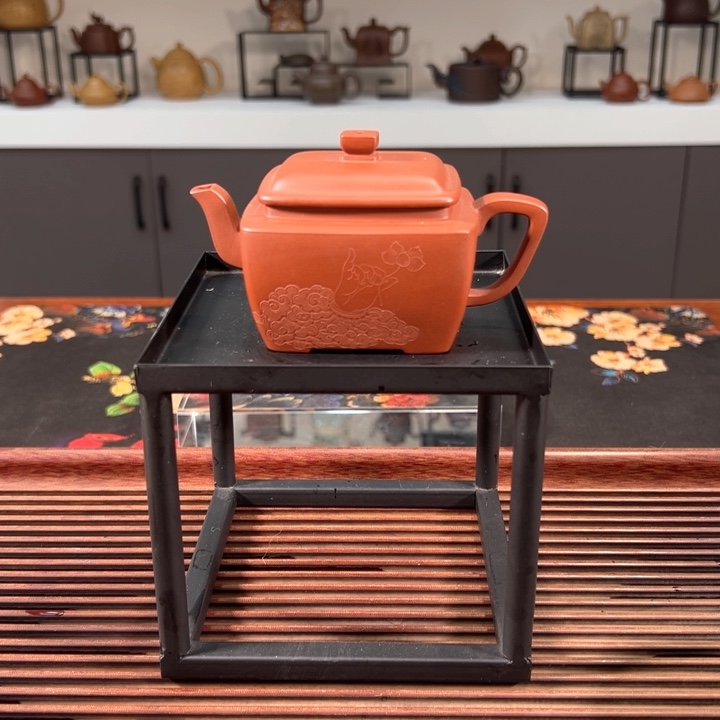 紫砂茶壶亚明四方枣红泥