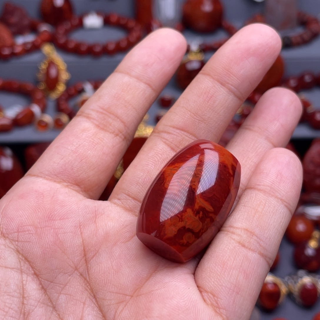 南红玛瑙未镶嵌珠宝奇石桶珠吊坠