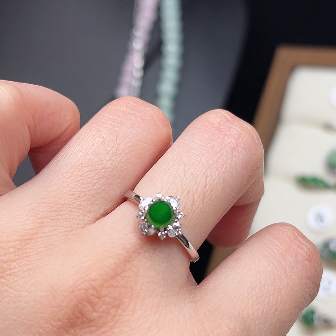 翡翠银S925镶嵌戒指22