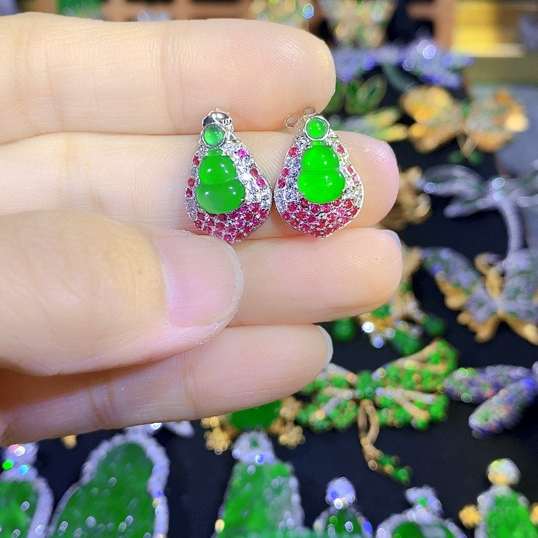 吊坠(不含链)银S925镶嵌翡翠