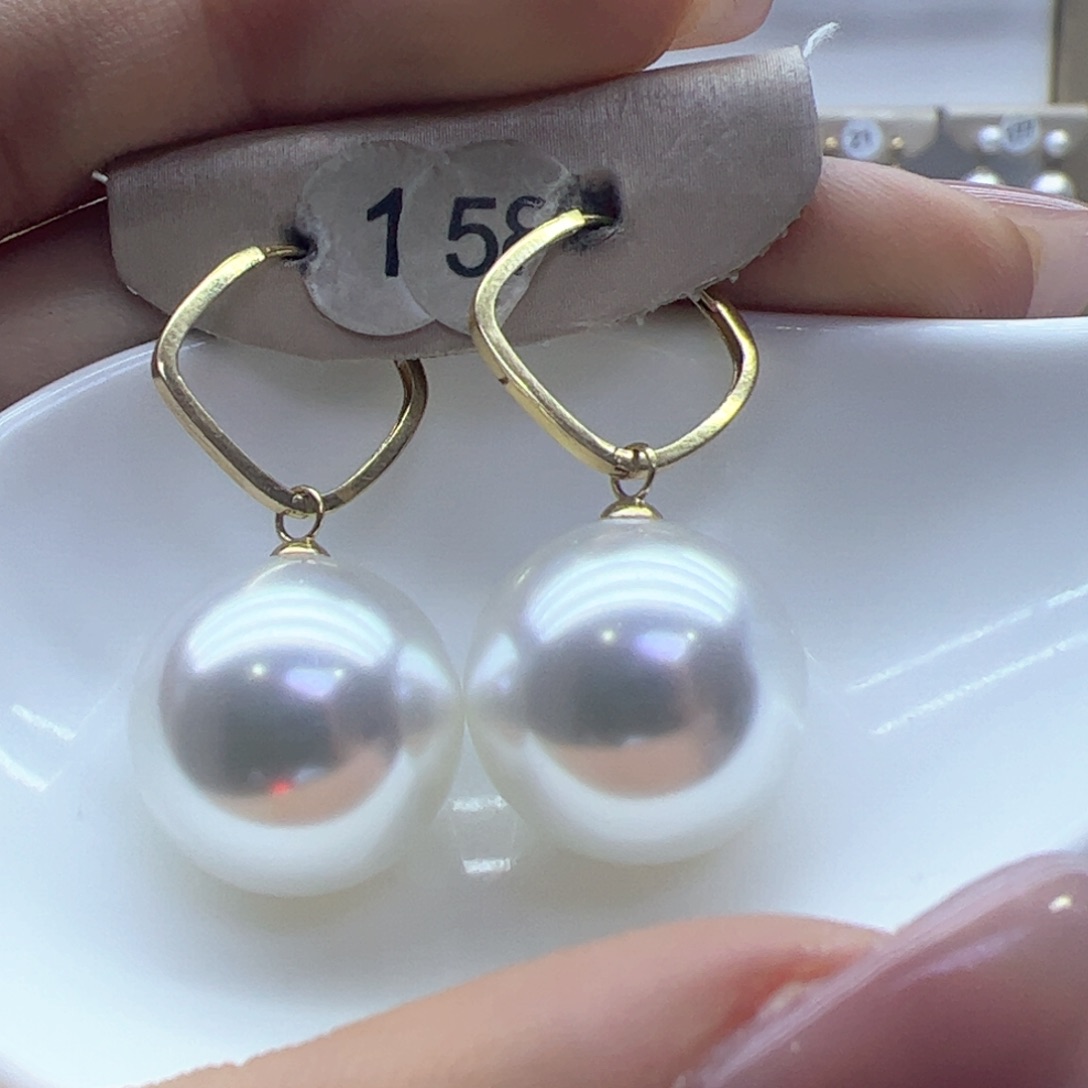 淡水珍珠耳饰18K金镶嵌