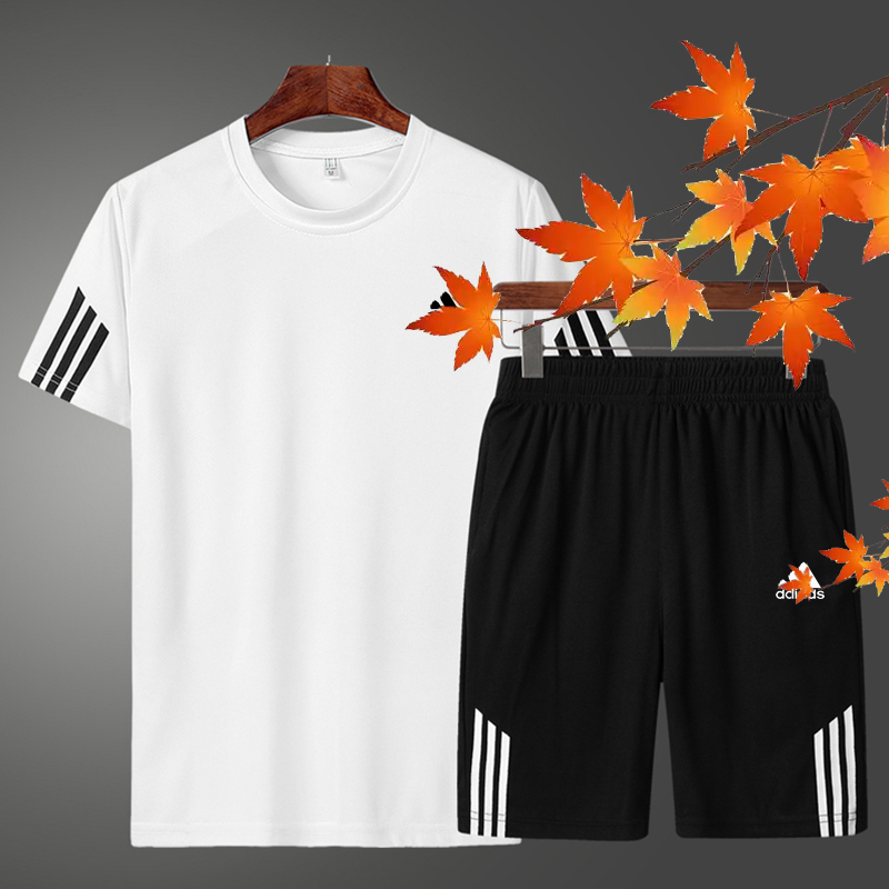 冰丝套装短袖短裤2025夏季情侣男女款宽松运动五分短裤套装短袖35