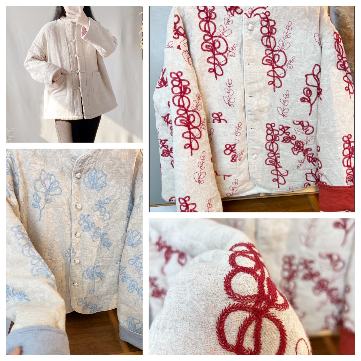 001-100秋冬款宽松亚麻棉厚款长袖女外套新新中式古风上衣外套