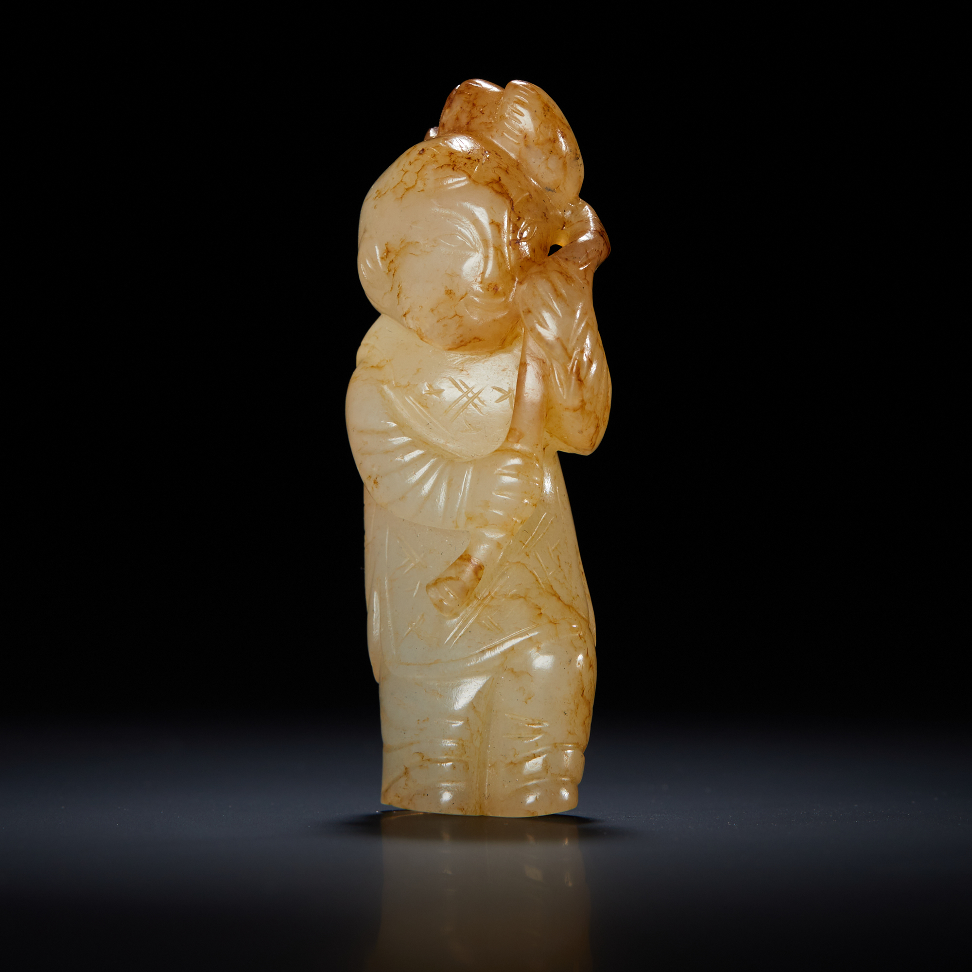 2027、明 白玉持荷童子【永乐韫玉专场（二）拍卖】