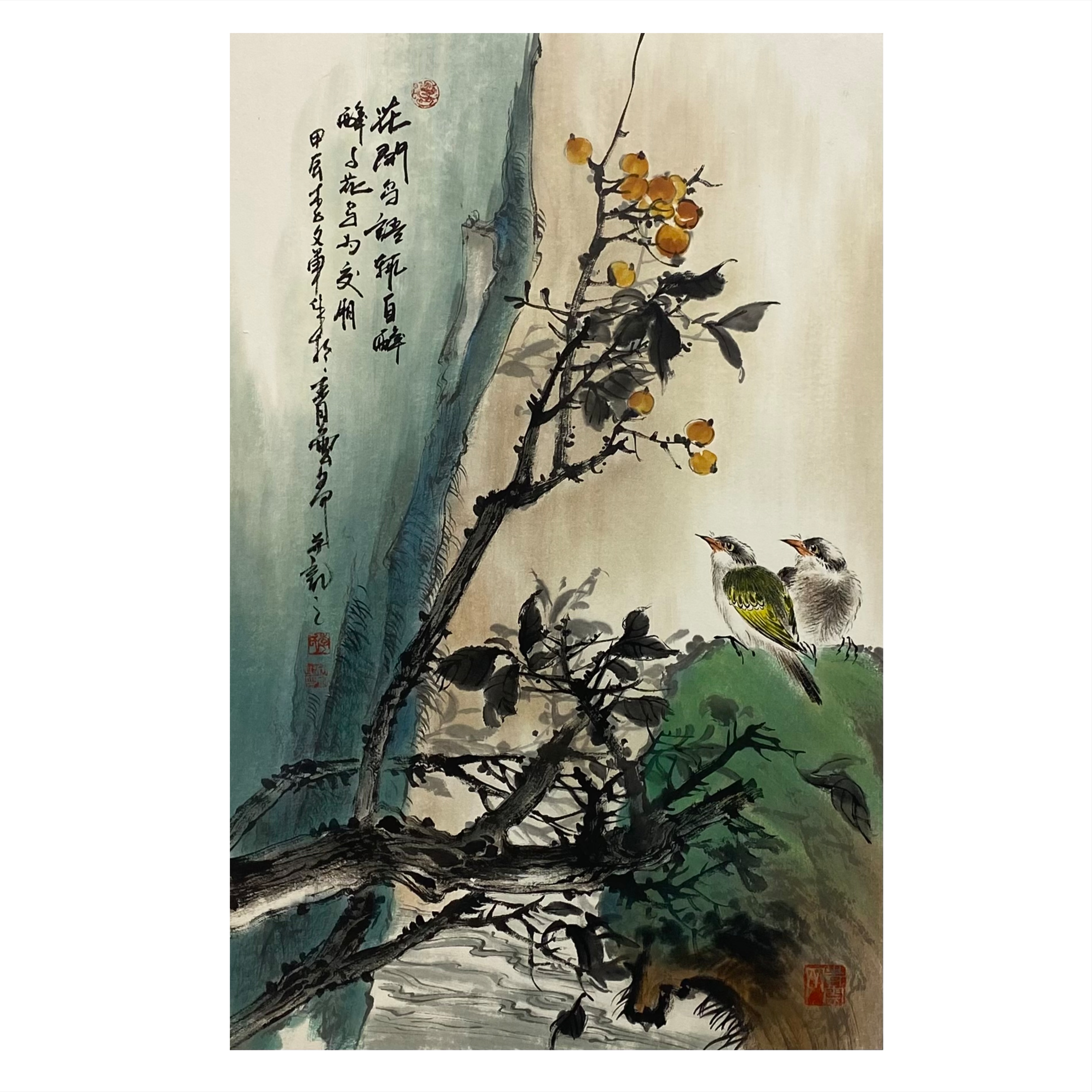 李文军四尺三开70*45cm花鸟国风原创水墨画玄关客厅走廊卧室挂画