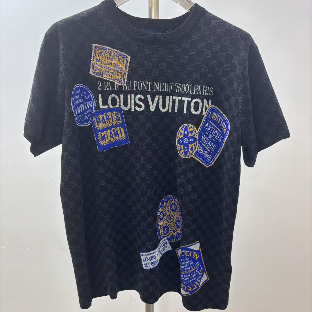 99新 LouisVuitton/路易威登 潮流棋盘格补丁T恤    084