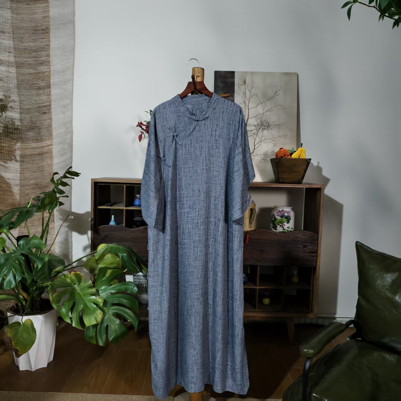 【大梅子推荐】设计款亚麻手工盘扣旗袍MXA8338A