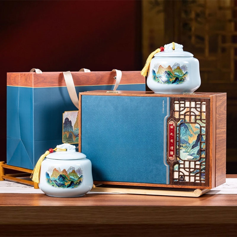 节日送礼毛峰绿茶茶叶礼盒高档瓷罐正宗嫩芽明前高山绿茶商务茶礼