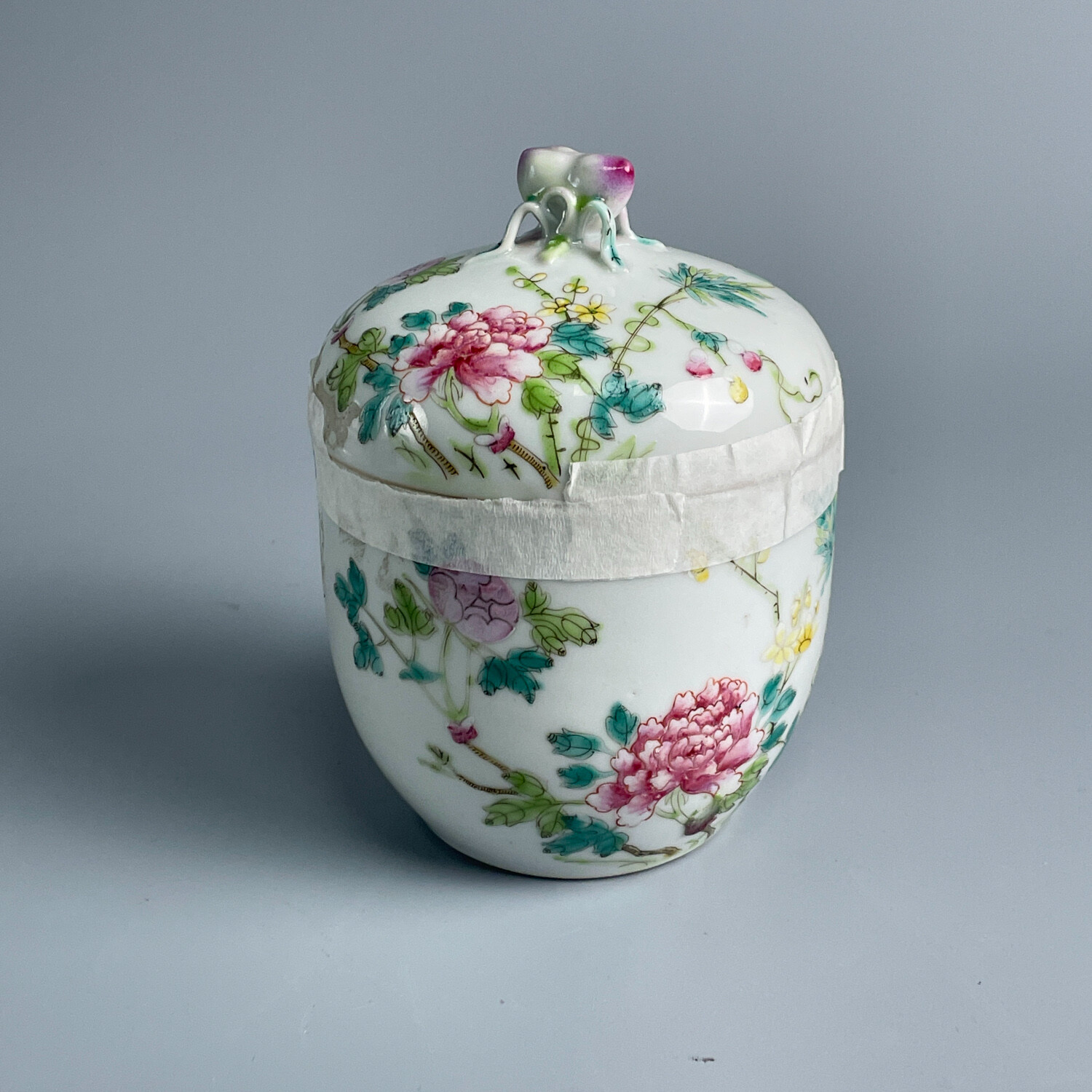 瓷器/古董民国粉彩花卉纹盖缸-M2XLR000398/收藏/文物/绣花张