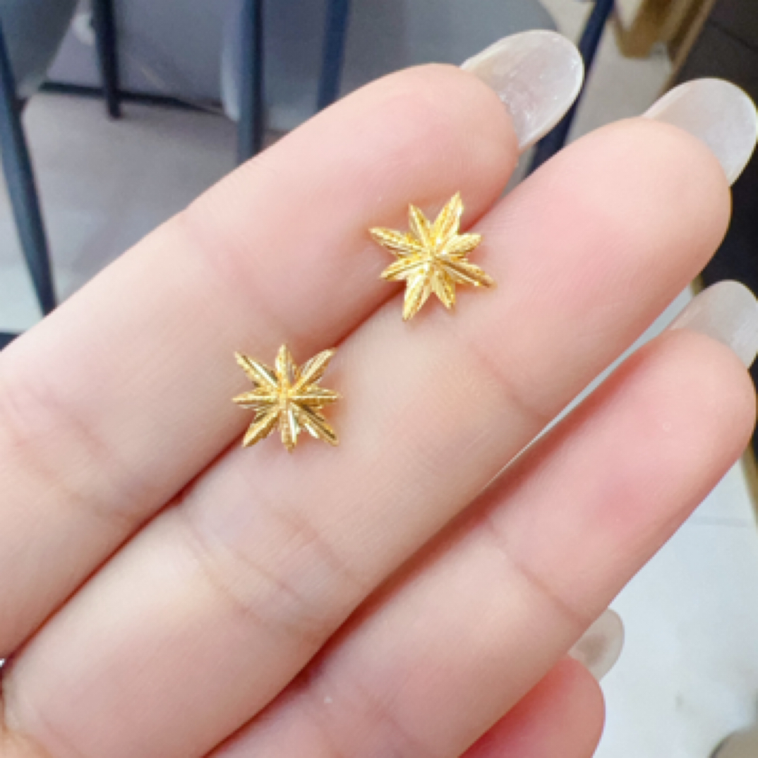 足金999耳钉六芒星