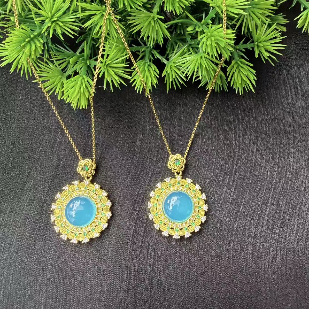 【福小满】蓝血海灵芝蓝吊坠~赠链（多样性随机发其一）