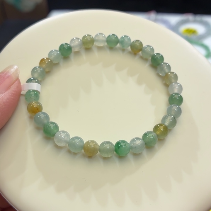 翡翠未镶嵌手链冰胶多宝卡6