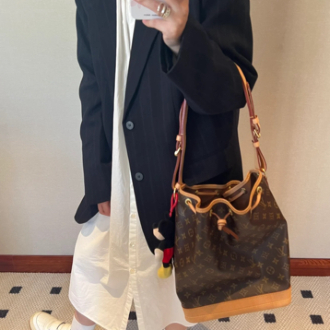 95新 LouisVuitton/路易威登 lv老花中号抽绳水桶8823