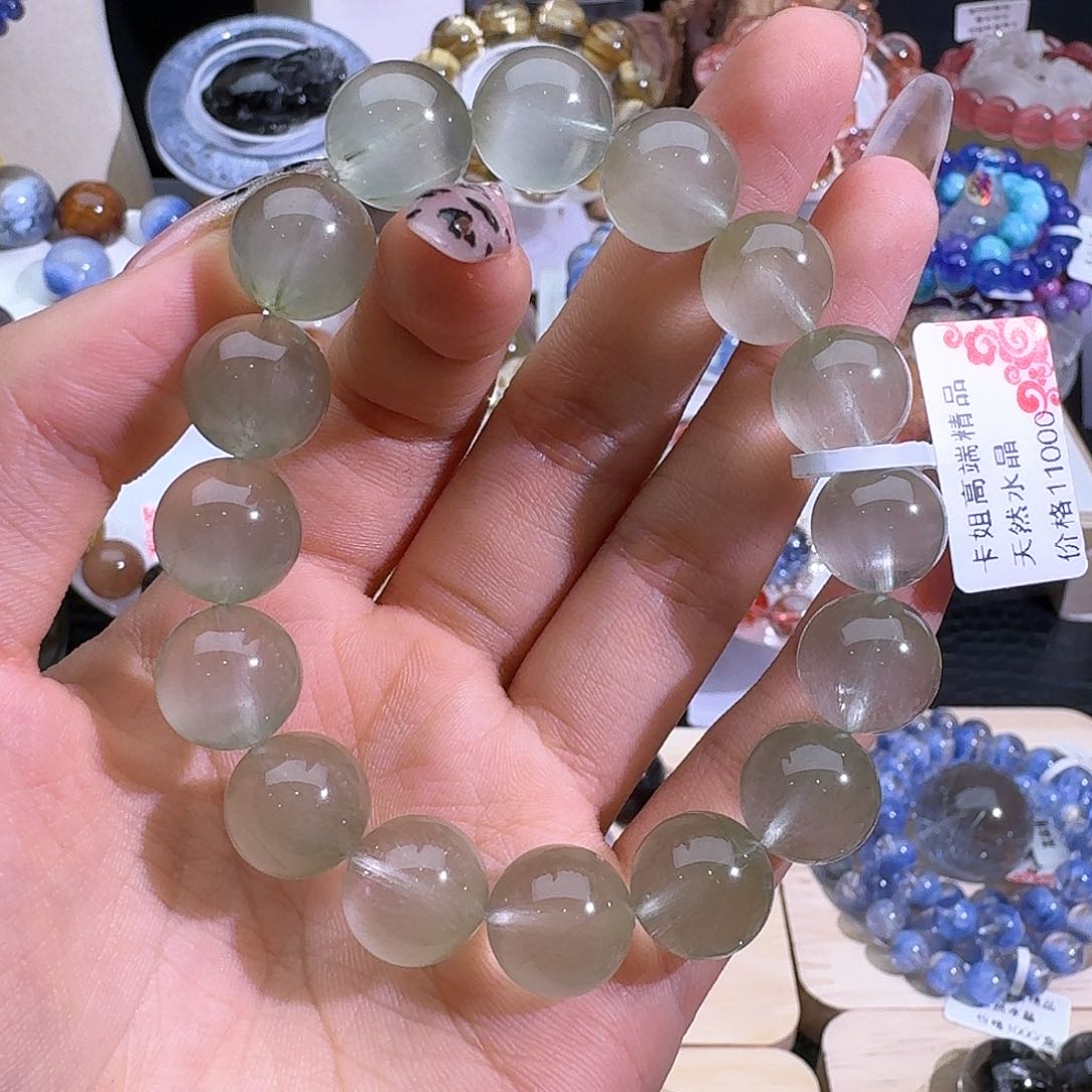 水晶手链未镶嵌天然巴西绿兔毛2