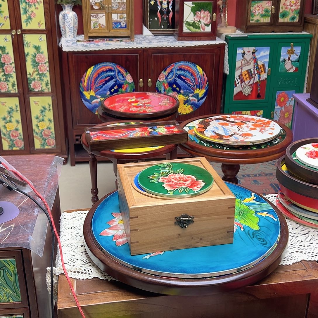 f***n琉璃手工艺品国色天香首饰盒